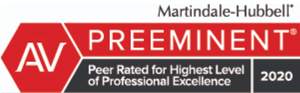 Martindale Hubbell AV Preeminent Peer Rated For Highest Level Of Professional Excellence 2020